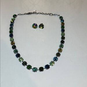 Sabika Green and Blue Crystal Necklace Set